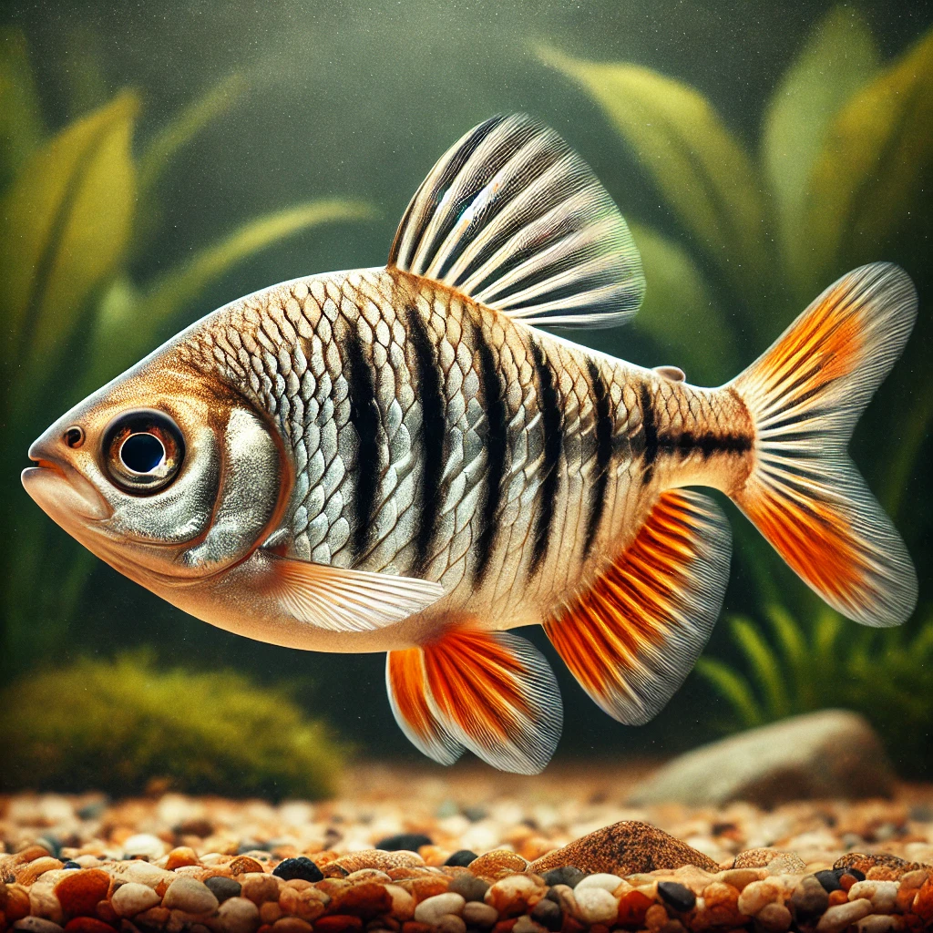 Barbus pentazona johorensis Fem bandskäggig