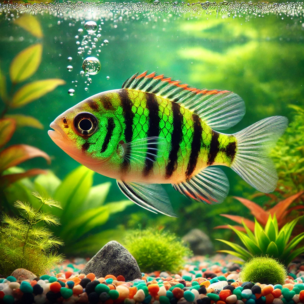 Barbus tetrazona vert Grön sumatra