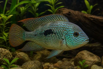 Aequidens rivulatus Vit strip acara