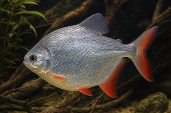 Myleus rubripinnis luna Metynnis-Lune med röd krok