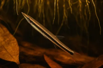 Nannostomus eques (Rörformad mun -till -mouth penna)